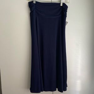 NAVY BLUE STRETCHABLE FLOWY MIDI SHIRT